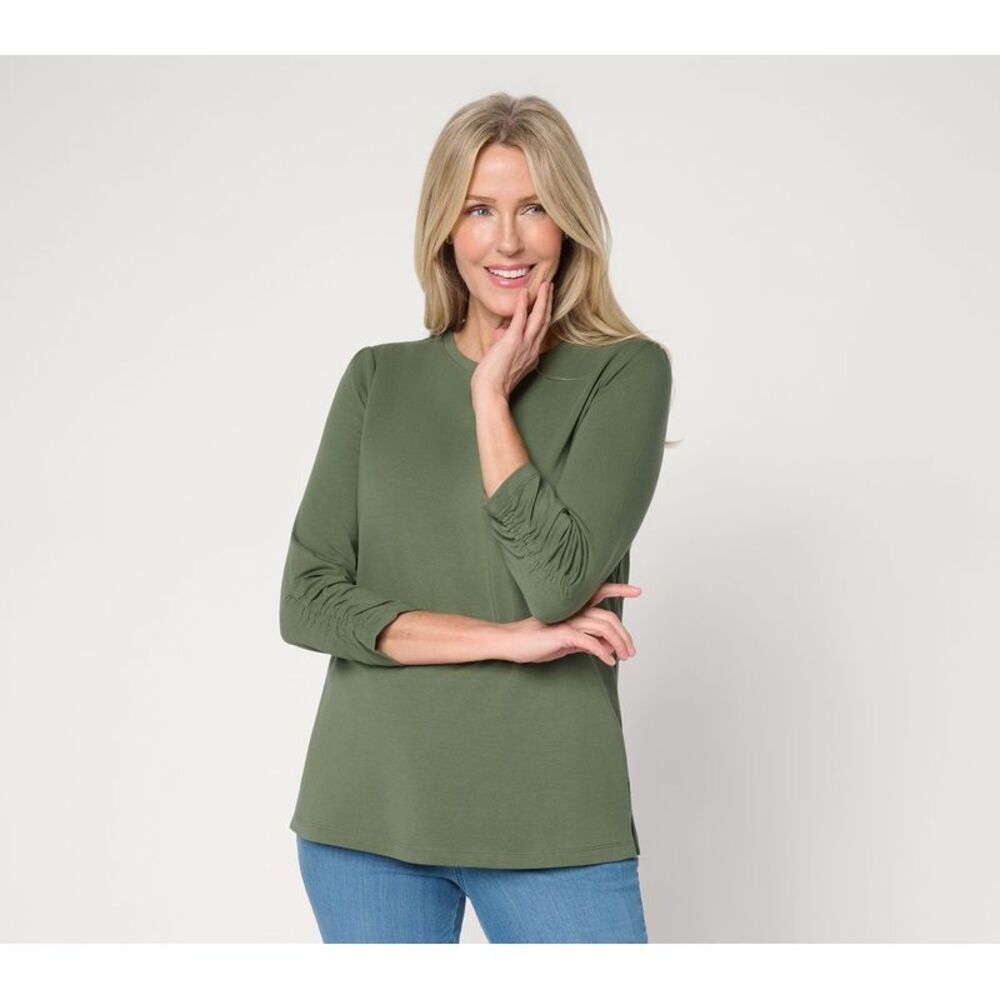 Denim & Co. Women's Top Sz M Make Your Selection: Perfect Jersey Green A739278